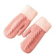 thumbnail image 1 of Xfvqtps Mens and Womens Mittens Full Fingered Knitting Plush Lining Wrist Warmth Thickened Solid Color Simplicity Non-Slip Windproof Warm for Cold Weather Winter Gloves Pink, 1 of 8