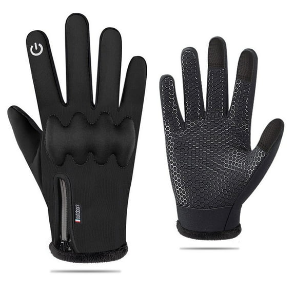 Xfvqtps Mens and Womens Motorcycle Gloves Adjustable Hook Plush Lining Knuckle Protection Windproof Waterproof Thickened Warm Outdoor Training Shooting Road Cycling Gloves Multicolor