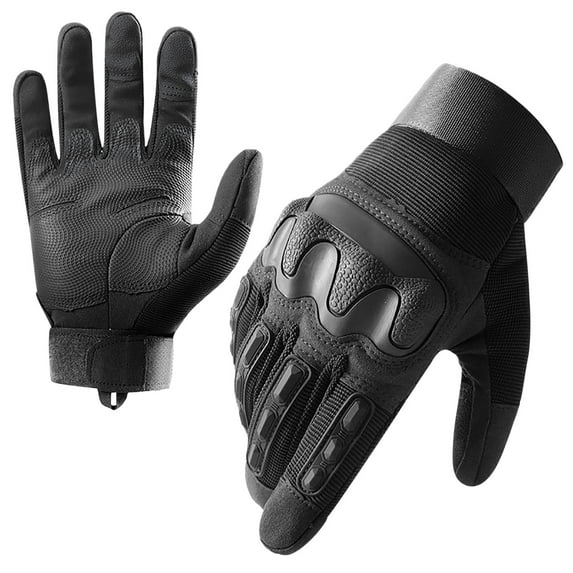 Xfvqtps Mens and Womens Motorcycle Gloves Hook Adjustable Knuckle Protection Windproof Waterproof Thickened Warm Outdoor Training Shooting Road Cycling Gloves Black
