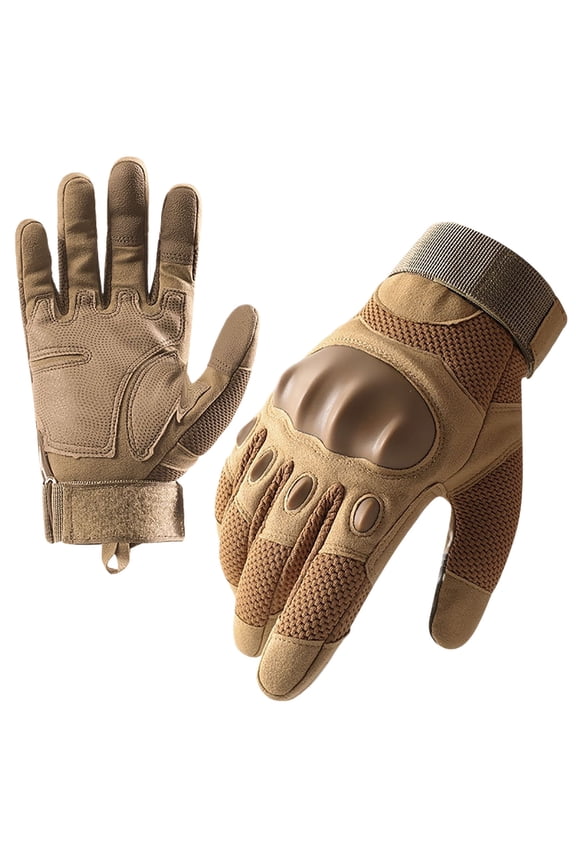 Mens and Womens Motorcycle Gloves Hook Adjustable Thickened Hard Knuckle Protection Windproof Waterproof Outdoor Training Shooting Road Cycling Gloves Yellow