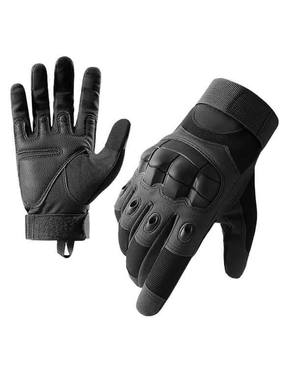 Mens and Womens Motorcycle Gloves Hook Adjustable Thickened Hard Knuckle Protection Windproof Waterproof Outdoor Hiking Training Shooting Road Cycling Gloves