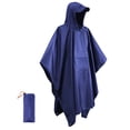 thumbnail image 1 of Xfvqtps Mens and Womens Rain Poncho with Hooded and Brim Long Reusable Solid Color Adjustable Drawstring Waterproof Cycling Outdoor Activities Rain Jackets Raincoat with Storage Bag Dark Blue, 1 of 8