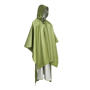 Xfvqtps Mens and Womens Rain Poncho with Hooded Long Reusable Solid Color Adjustable Drawstring Waterproof Hiking Fishing Camping Cycling Outdoor Activities Rain Jackets Raincoat Green