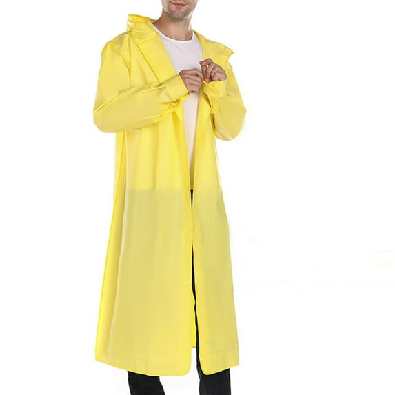 Xfvqtps Mens and Womens Raincoat with Hooded Long Colorful Edge Adjustable Drawstring Button Waterproof Cycling Outdoor Activities Rain Jackets Rain Poncho Yellow
