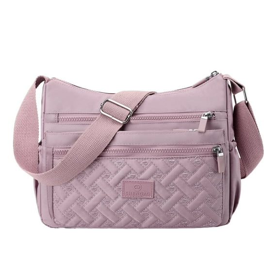 Xfvqtps Mens and Womens Shoulder Bag Large Capacity Multi Compartment Multipurpose Adjustable Shoulder Strap Fashion Lightweight Nylon Crossbody Bag Purple
