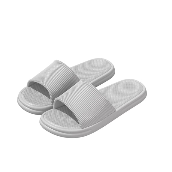 Xfvqtps Mens and Womens Shower Shoes Quick Drying Lightweight Stripe Non Slip Thick Sole Solid Color Breathable EVA Slide Shower Slippers House Slipper for Bathroom Indoor Outdoor Gray