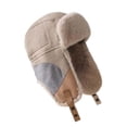 thumbnail image 1 of Xfvqtps Mens and Womens Trapper Hat with Ear Flap Buckle Plush Brim Windproof Coldproof Warm Thickened Camping Hunting Fall Winter Fluffy Plush Hat Beige, 1 of 7