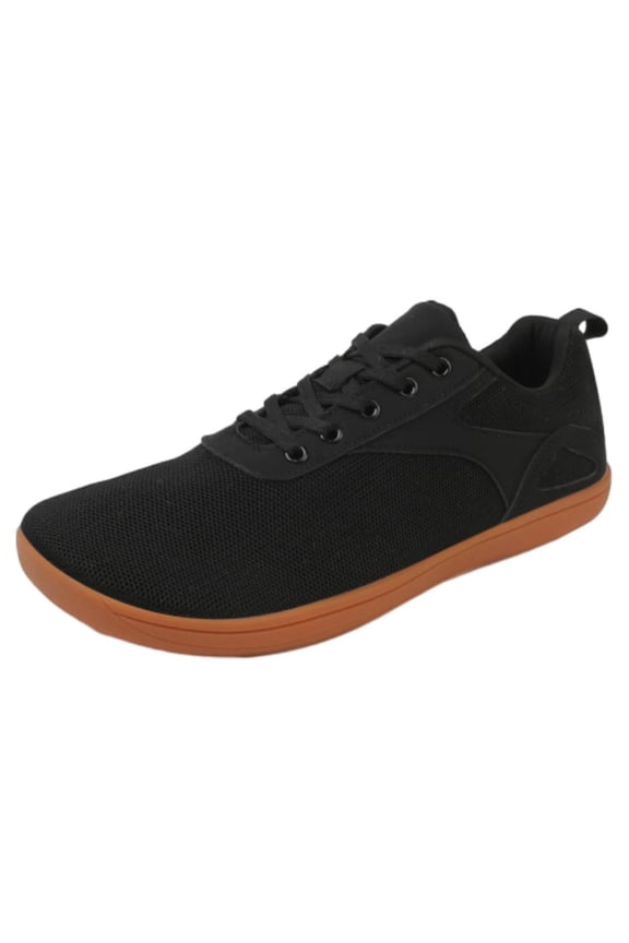 Mens and Womens Walking Shoes Knit Lace up Round Toe Soft Sole Non Slip Comfortable Breathable Mesh Casual Shoes Spring New Lovers Leisure Sports Woven Flat Shoes Black