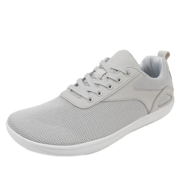 Xfvqtps Mens and Womens Walking Shoes Knit Lace up Round Toe Soft Sole Non Slip Comfortable Breathable Mesh Casual Shoes Spring New Lovers Leisure Sports Woven Flat Shoes Gray