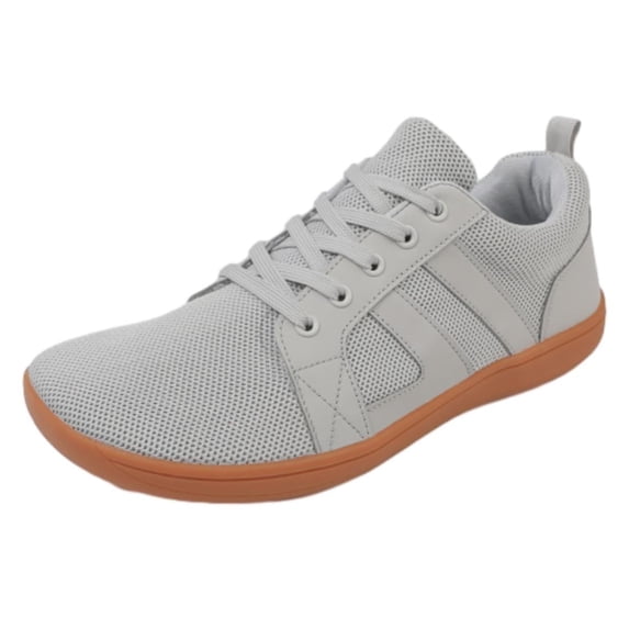 Xfvqtps Mens and Womens Walking Shoes Knit Lace up Round Toe Soft Sole Non Slip Comfortable Breathable Mesh Casual Shoes Spring New Lovers Leisure Sports Woven Flat Shoes Gray