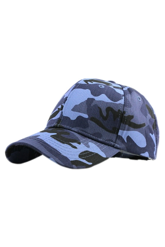 Mens and Womens Baseball Cap Camouflage Adjustable Vintage Outdoor Sunshade Hunting Unconstructed Dad Hat Blue