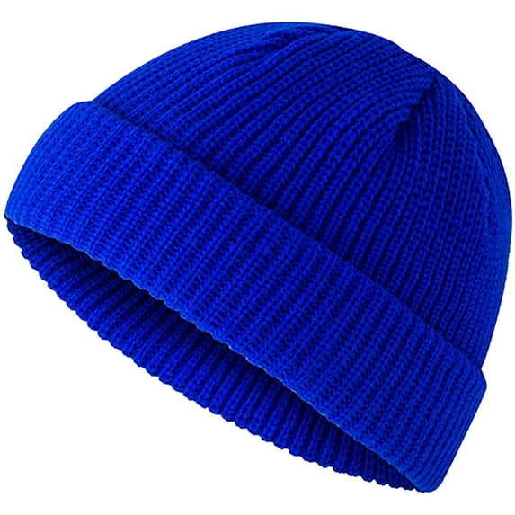 Xfvqtps Mens and Womens Beanie Cuff Short Knit Solid Color Simplicity Fashionable Casual Comfortable Lightweight Warm Winter Skull Cap Blue