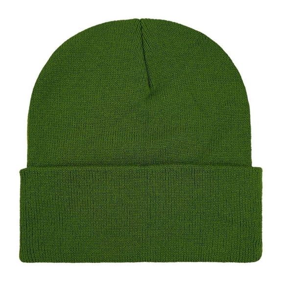 Xfvqtps Mens and Womens Beanie Knit Cuffed Solid Color Simplicity Fashion Stretch Windproof Coldproof Warm Outdoor Fall Soft Skull Cap Army Green