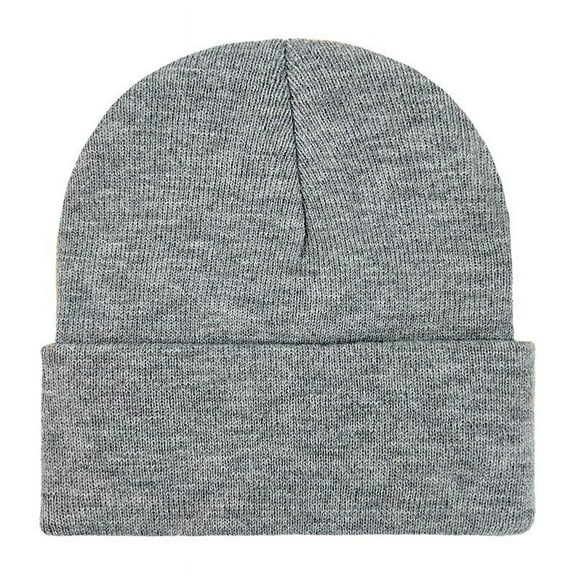 Xfvqtps Mens and Womens Beanie Knit Cuffed Solid Color Simplicity Fashion Stretch Windproof Coldproof Warm Outdoor Fall Soft Skull Cap Gray