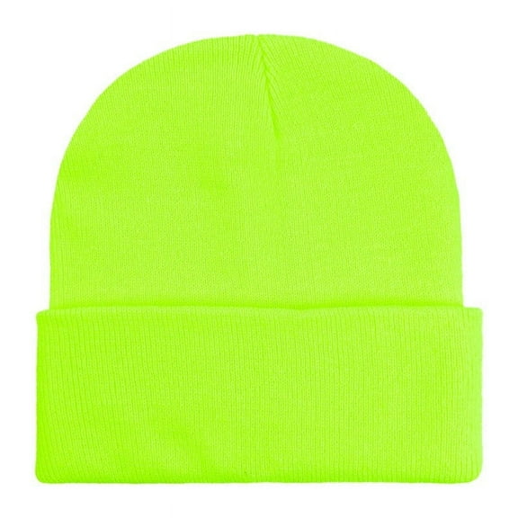 Xfvqtps Mens and Womens Beanie Knit Cuffed Solid Color Simplicity Fashion Stretch Windproof Coldproof Warm Outdoor Fall Soft Skull Cap Green