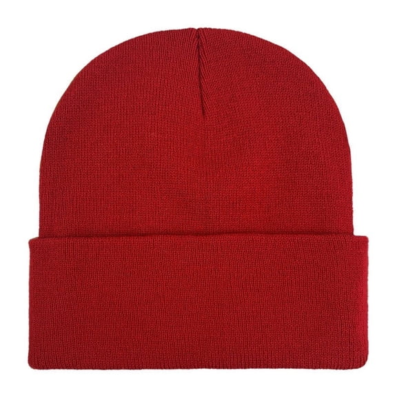 Xfvqtps Mens and Womens Beanie Knit Cuffed Solid Color Simplicity Fashion Stretch Windproof Coldproof Warm Outdoor Fall Soft Skull Cap Wine