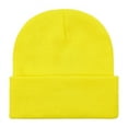 thumbnail image 1 of Xfvqtps Mens and Womens Beanie Knit Cuffed Solid Color Simplicity Fashion Stretch Windproof Coldproof Warm Outdoor Fall Soft Skull Cap Yellow, 1 of 3