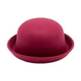thumbnail image 1 of Xfvqtps Mens and Womens Bowler Fedora Hats Curled Round Brim Solid Color British Style Elegant Retro Fall Winter Bucket Hat Wine, 1 of 1