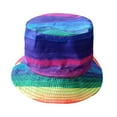 thumbnail image 1 of Xfvqtps Mens and Womens Bucket Hat Rainbow Color Packable Double Side Wear Wide Brim Sunshade Outdoor Summer Fall Fishing Hat Dark Blue, 1 of 3