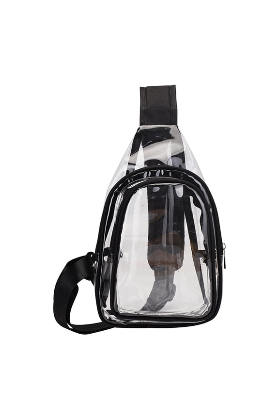 Mens and Womens Chest Bag Transparent Large Capacity Plastic Jelly Swimming Beach PVC Inclined Shoulder Backpack Black