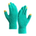 thumbnail image 1 of Xfvqtps Mens and Womens Coral Fleece Gloves Furry Solid Color Touchscreen Thickened Windproof Warm Winter Plush Mittens Green, 1 of 5