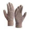 thumbnail image 1 of Xfvqtps Mens and Womens Coral Fleece Gloves Furry Solid Color Touchscreen Thickened Windproof Warm Winter Plush Mittens Khaki, 1 of 5