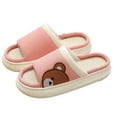 thumbnail image 1 of Xfvqtps Mens and Womens Couple Flax Slippers Cute Bear Memory Foam Thick Bottom Soft Sole Comfortable Non-Slip Warm Winter Cotton Slippers Pink, 1 of 7