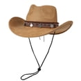 thumbnail image 1 of Xfvqtps Mens and Womens Cowboy Hat Adjustable Strap Wide Brim Vintage Decoration Western Cowboy Style Sun Hat, 1 of 4