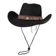 thumbnail image 1 of Xfvqtps Mens and Womens Cowboy Hat Adjustable Strap Wide Brim Vintage Decoration Western Cowboy Style Sun Hat, 1 of 4