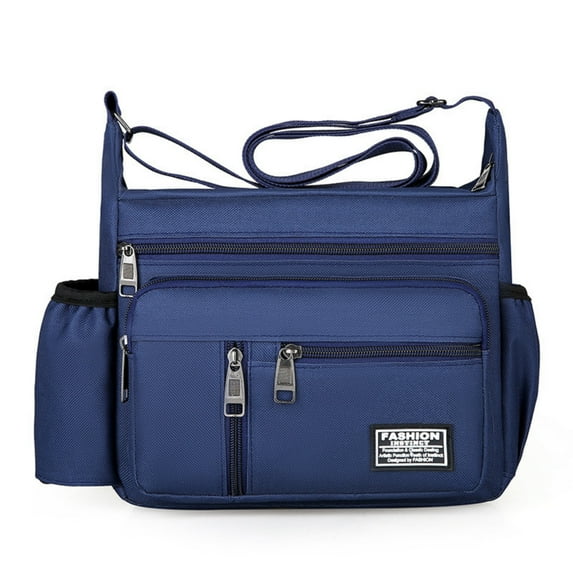 Xfvqtps Mens and Womens Crossbody Bag Simplicity Multi Compartment Adjustable Shoulder Strap Outdoor Lightweight Shoulder Bag Blue