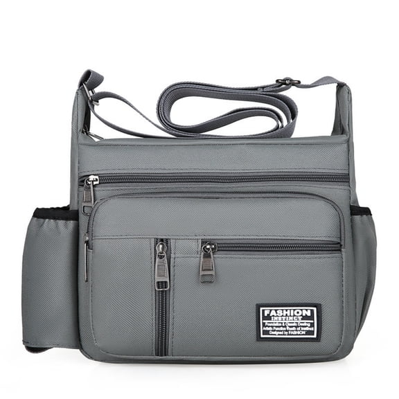 Xfvqtps Mens and Womens Crossbody Bag Simplicity Multi Compartment Adjustable Shoulder Strap Outdoor Lightweight Shoulder Bag Gray