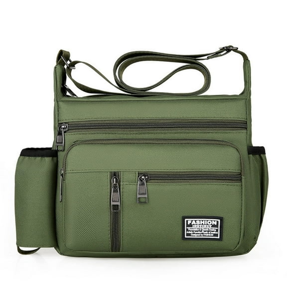 Xfvqtps Mens and Womens Crossbody Bag Simplicity Multi Compartment Adjustable Shoulder Strap Outdoor Lightweight Shoulder Bag Green