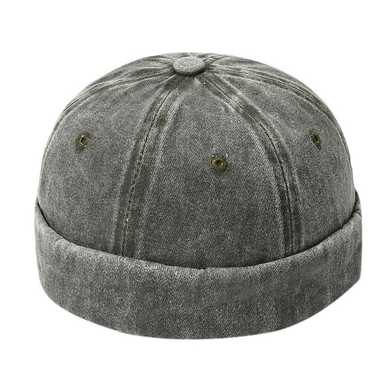 Xfvqtps Mens and Womens Dome Brimless Hats Vintage Adjustable Hip Hop Style Street Casual Versatile Sailor Hat Army Green