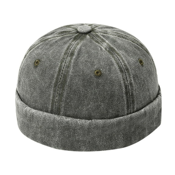 Xfvqtps Mens and Womens Dome Brimless Hats Vintage Adjustable Hip Hop Style Street Casual Versatile Sailor Hat Army Green