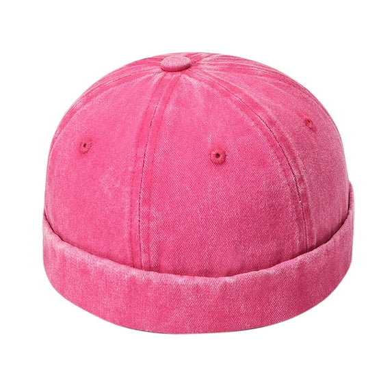 Xfvqtps Mens and Womens Dome Brimless Hats Vintage Adjustable Hip Hop Style Street Casual Versatile Sailor Hat Hot Pink