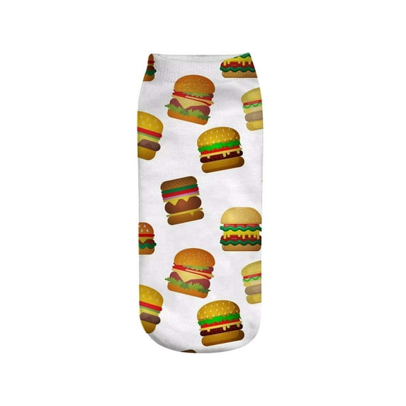 Xfvqtps Mens and Womens Funny Socks 3D Pattern 3D Hamburger Food Print Low Cut Ankle Novelty Funny Personality a Gag Gift Cotton Socks Multicolor-21