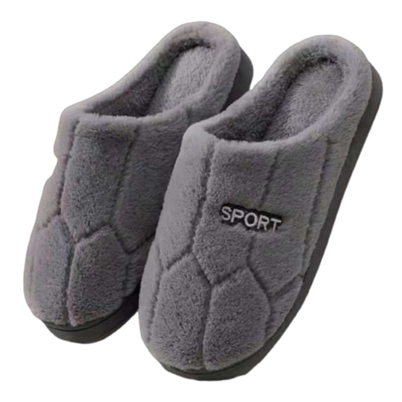 Xfvqtps Mens and Womens Furry Slippers Fluffy Plush Solid Color Simplicity Thick Bottom Soft Sole Comfortable Non-Slip Warm Winter Home Slippers Gray