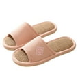 thumbnail image 1 of Xfvqtps Mens and Womens Home Slippers Simplicity Solid Color Open Toe Straw Sole Comfortable Non-Slip Indoor Flax Slippers Pink, 1 of 7