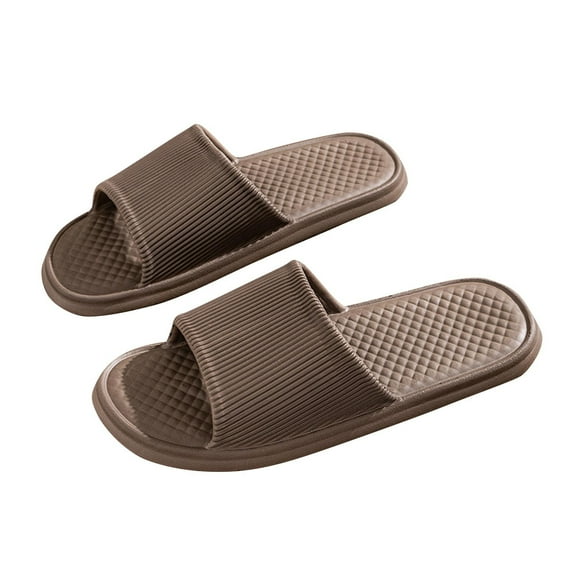 Xfvqtps Mens and Womens Home Slippers Simplicity Solid Color Quick Drying Soft Sole Comfortable Non-Slip Indoor and Outdoor EVA Slippers Coffee
