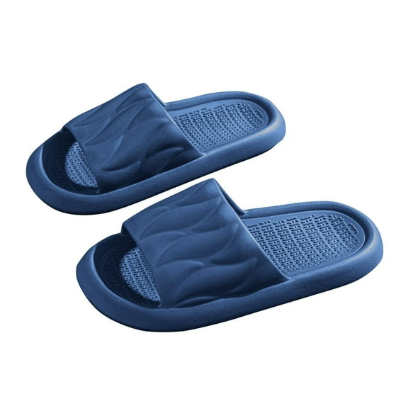 Xfvqtps Mens and Womens Home Slippers Simplicity Solid Color Quick Drying Soft Sole Comfortable Non-Slip Indoor and Outdoor EVA Slippers Dark Blue