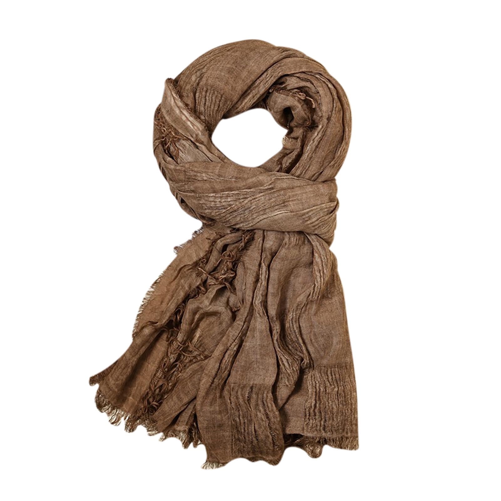 Xfvqtps Mens and Womens Scarf Solid Color Plain Weave Tattered