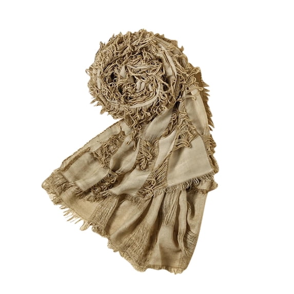 Xfvqtps Mens and Womens Scarf Solid Color Plain Weave Tattered Casual Fashionable Versatil Lightweight Breathable Flax Scarves Khaki