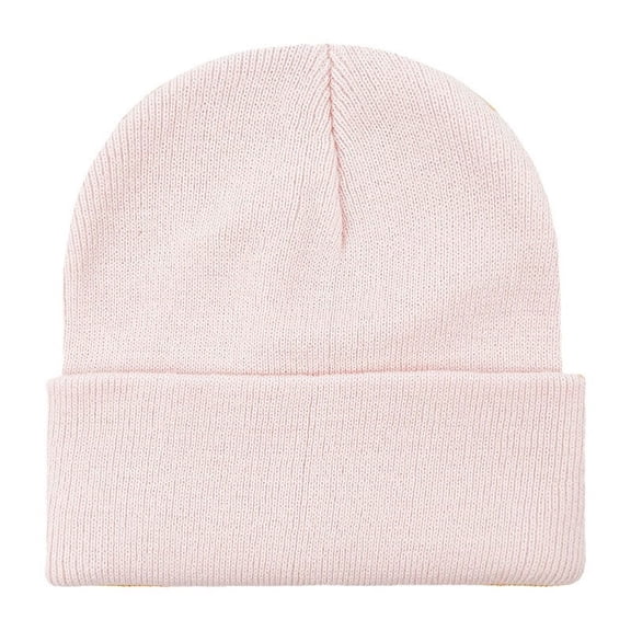Xfvqtps Mens and Womens Skull Cap Knit Cuffed Solid Color Simplicity Fashion Stretch Windproof Coldproof Warm Outdoor Fall Soft Beanie Pink