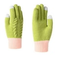 thumbnail image 1 of Xfvqtps Mens and Womens Touchscreen Mittens Knitting Color Blocking Thickened Warm Windproof Winter Gloves Green, 1 of 5