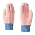 thumbnail image 1 of Xfvqtps Mens and Womens Touchscreen Mittens Knitting Color Blocking Thickened Warm Windproof Winter Gloves Pink, 1 of 8