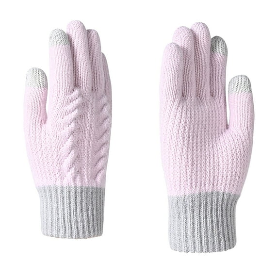 Xfvqtps Mens and Womens Touchscreen Mittens Knitting Color Blocking Thickened Warm Windproof Winter Gloves Purple