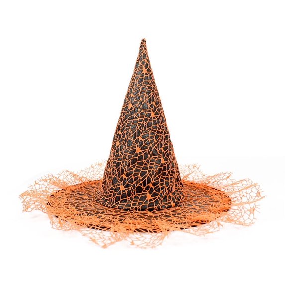 Xfvqtps Mens and Womens Witch Hat Mesh Mysterious Festival Party Carnival Accessory Fascinators Hats Orange-02