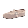 thumbnail image 1 of Xfvqtps Mesh Ballet Flats for Women Buckle Rhinestone Non Slip Beach Summer Mesh Sandals Beige, 1 of 6