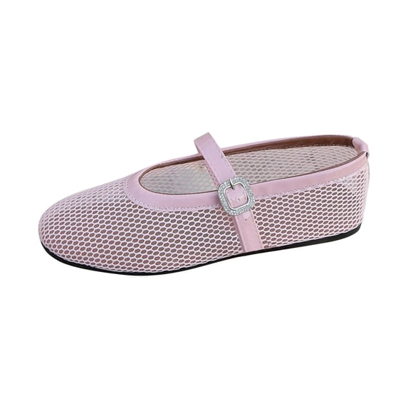 Xfvqtps Mesh Ballet Flats for Women Buckle Rhinestone Non Slip Beach Summer Mesh Sandals