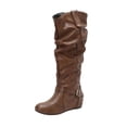 thumbnail image 1 of Xfvqtps Mid Calf Boots for Women Winter Fashion Slouchy Boots Wedge Heel Fleece Lined Comfortable Booties with Buckle Button Detail, 1 of 9